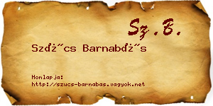 Szűcs Barnabás névjegykártya
